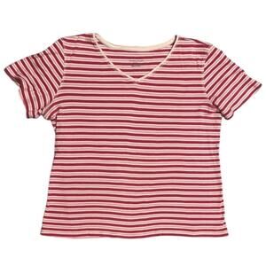 Christopher & Banks Pink and White Striped Short Sleeve Shirt